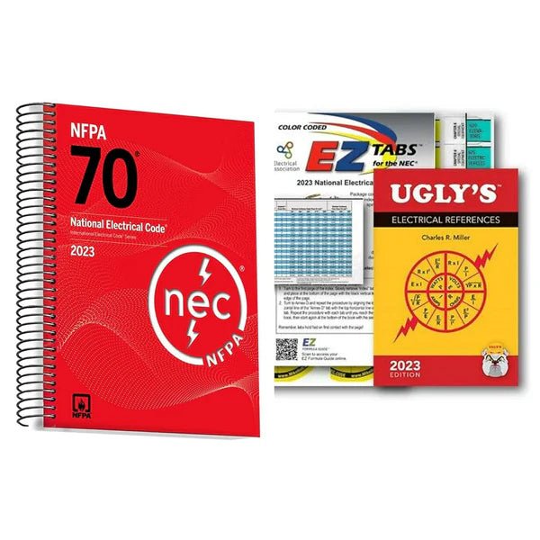 2023 NEC Code Book (SpiralBound) NFPA70 National Electrical Code +2023 Ugly's Electrical Reference (Spiral) with Color Coded EZ Tabs Spiral-bound
