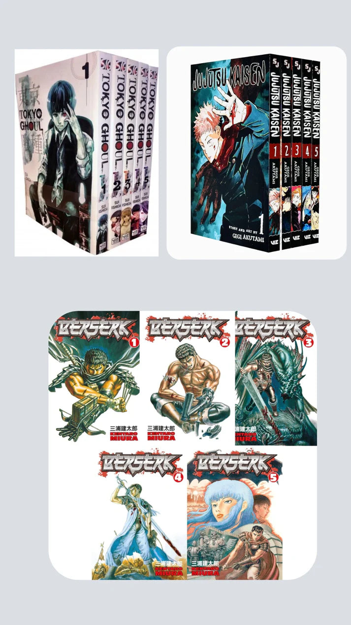 Supernatural & Dark Fantasy Collection — 💥 With Bonus Manga Wall Framed Poster! Tokyo Ghoul 1-5 || Jujutsu Kaisen 1-5 || Berserk 1-5 || ( COMBO )