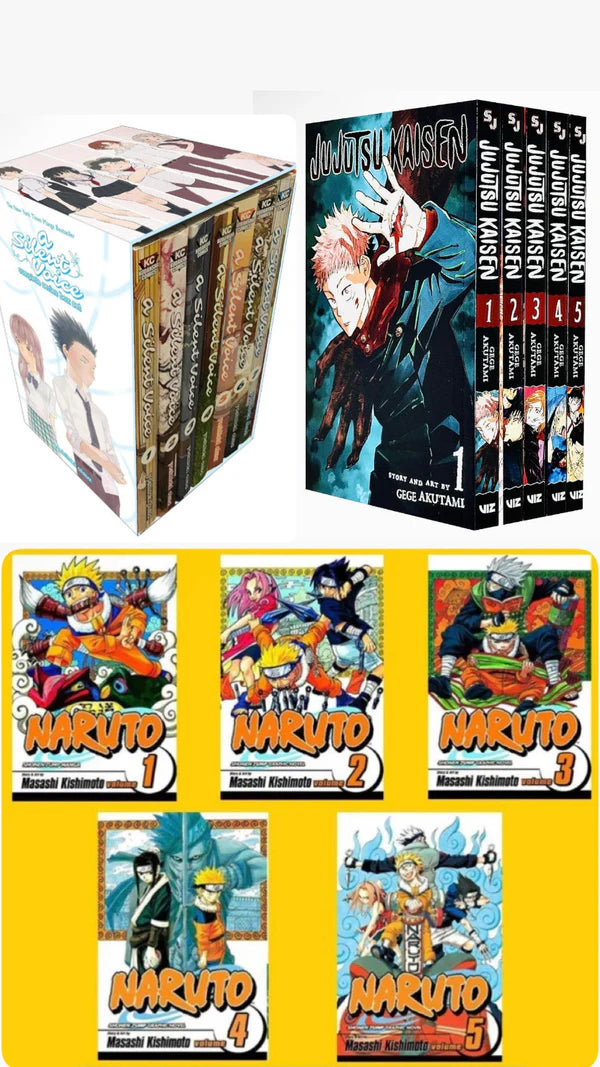 Echoes Beyond the Silence" A Silent Voice Complete Series Box Set 1-7 || Jujutsu Kaisen, Vol. 1-10 Naruto Box Set 1-10 💥 With Bonus Manga Wall Framed Poster!