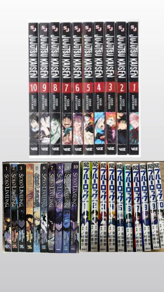 Jujutsu Kaisen by Gege Akutami: Volume 1-10 || Solo Leveling, Vol. 1-10 || Blue Lock Manga Series 1-10 || 💥 With Bonus Manga Wall Framed Poster!