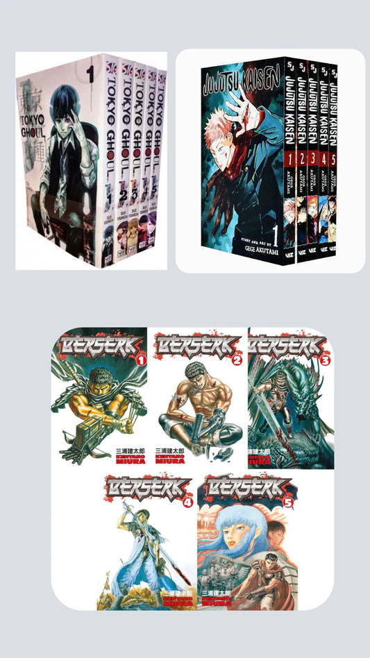Supernatural & Dark Fantasy Collection — 💥 With Bonus Manga Wall Framed Poster! Tokyo Ghoul 1-5 || Jujutsu Kaisen 1-5 || Berserk 1-5 || ( COMBO )